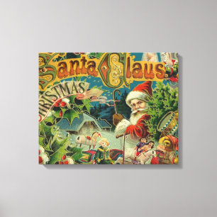 Toile Collage de Noël victorien avec Père Noël Antique