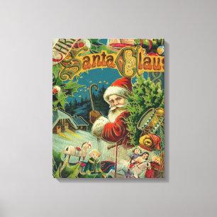 Toile Collage de Noël victorien du Père Noël Antique