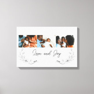 Toile Collage de photos de famille Love and Joy Script