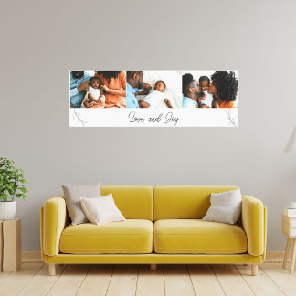 Toile Collage de photos de famille Love and Joy Script
