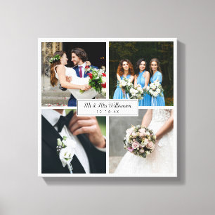 Toile Collage de photos de mariage personnalisé élégant