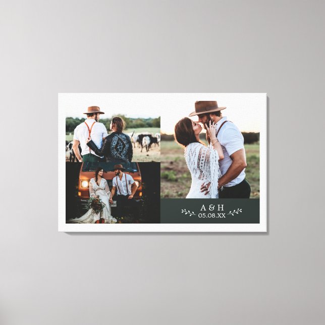 Toile Collage de photos de mariage rustique moderne Mono (Recto)