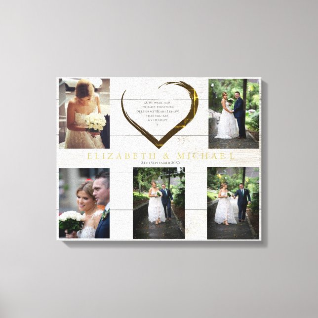 Toile Collage de photos de mariage rustique simple citat (Recto)