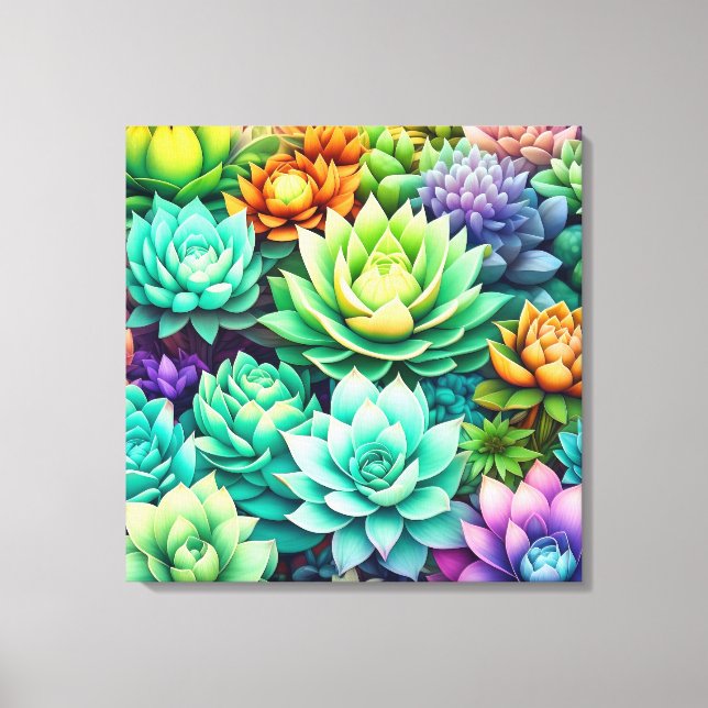 Toile Collage de succulents colorés (Recto)