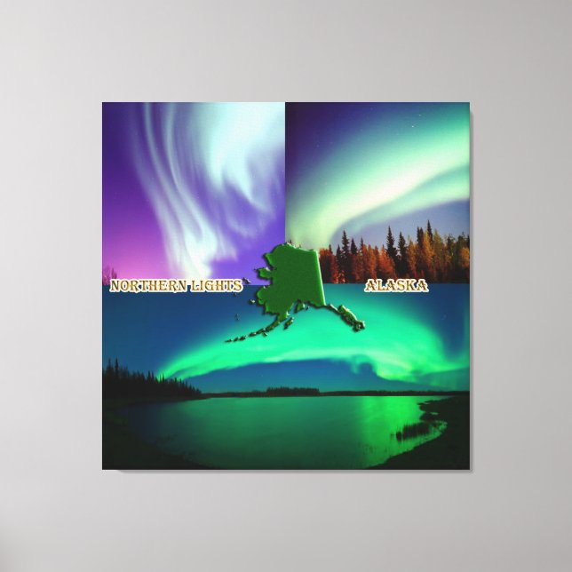Toile Collage des aurores boréales de l'Alaska (Recto)