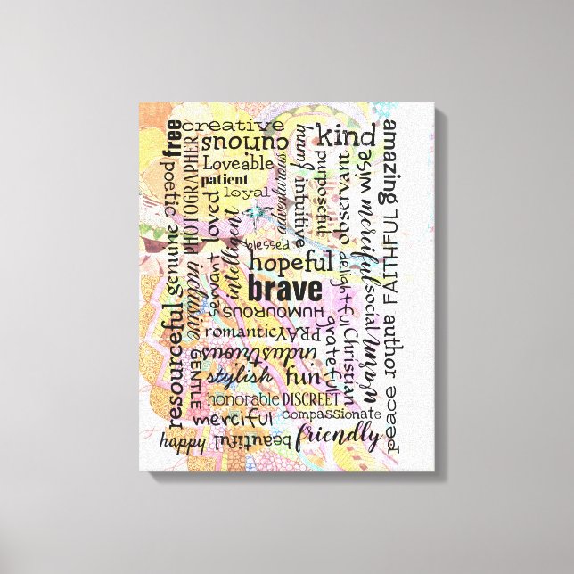 Toile Collage des mots d'affirmation (Recto)