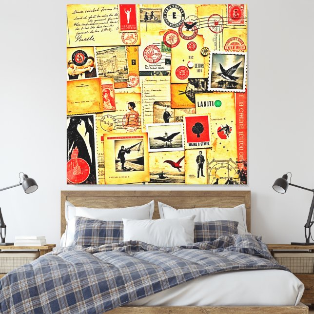 Toile Collage papier vintage (Insitu(Chambre))