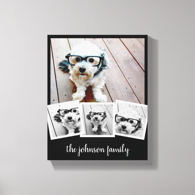 Toile Collage photo 4 tendance Nom du script noir blanc  (Recto)