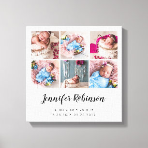 Toile Collage photo de Birth Stat Blanc