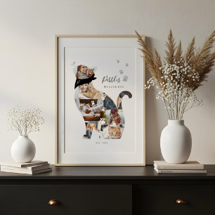 Toile Collage photo de chat en souvenir affectueux Mémor