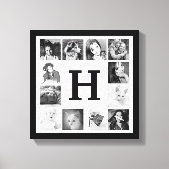 Toile Collage photo de famille moderne avec Monogramme (Recto)