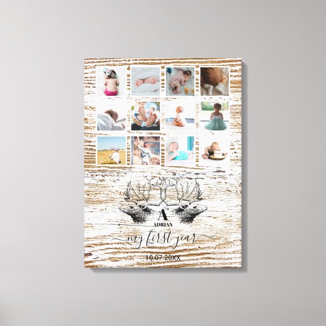 Toile Collage photo de la première année de bébé cerf de (Recto)