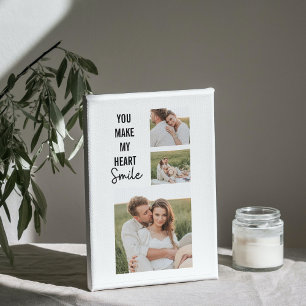 Toile Collage photo en couple et belle citation romantiq