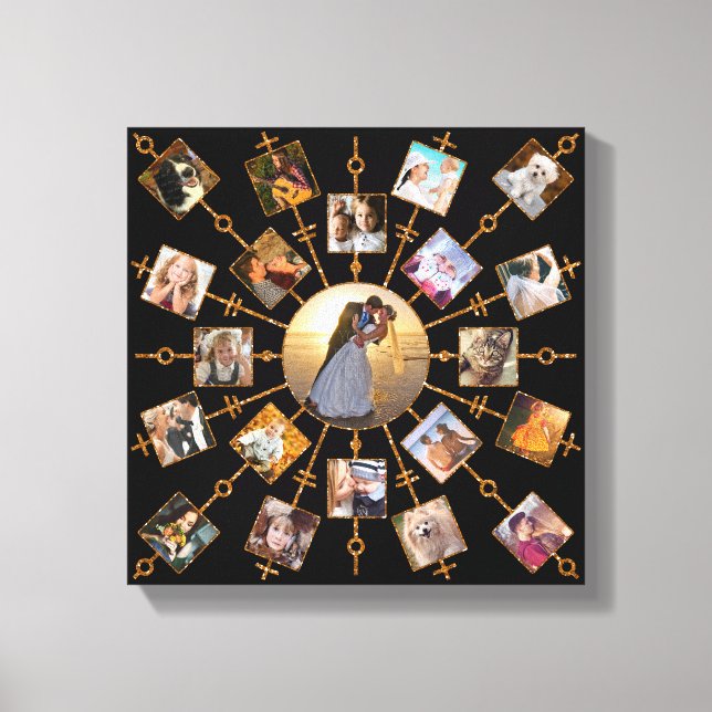 Toile Collage Photo Famille 21 Photos Joli Black Gold (Recto)