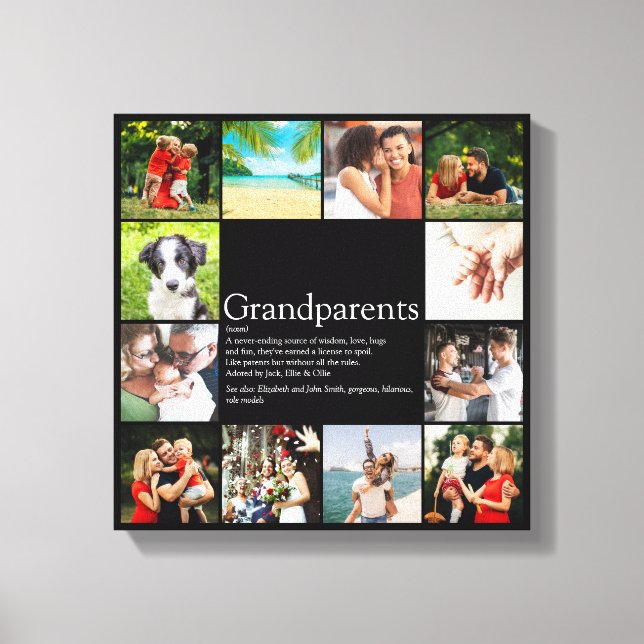 Toile Collage Photo Grand-parents Fun Modern Citation (Recto)