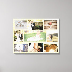 Toile Collage photo Mariage personnalisé Crème d'art mur