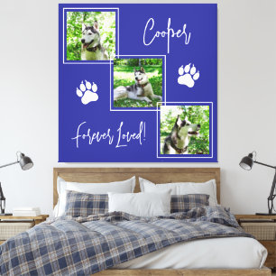 Toile Collage photo mémorial du chien bleu aimé pour tou