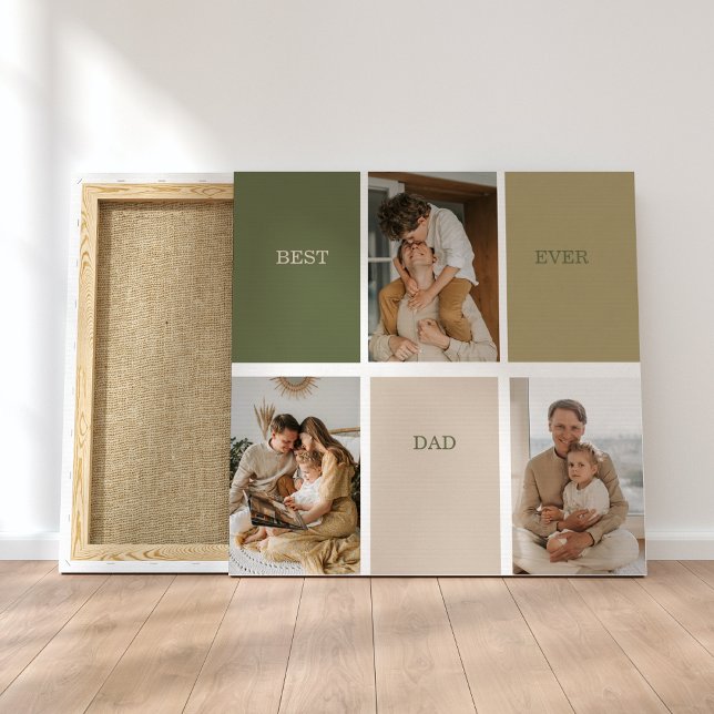 Toile Collage photo moderne Meilleur papa Jamais Cadeau (Créateur téléchargé)
