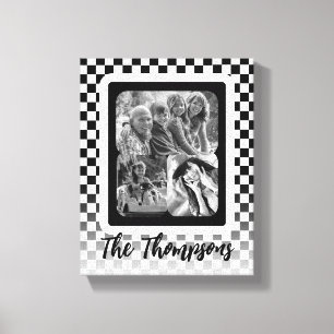 Toile Collage photo noir et blanc Nom de famille