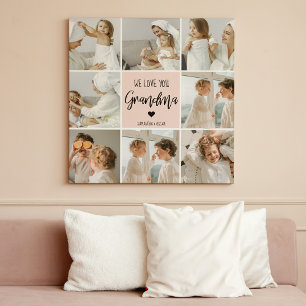 Toile Collage Photo Rose We Love You Grand-mère Meilleur