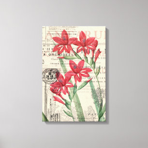 Toile Collage rouge de fleur