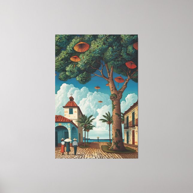 Toile Colonial Plaza Avec Vue Sur La Mer (Recto)