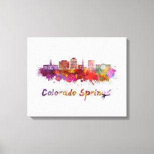 Toile Colorado Springs V2 skyline in watercolor