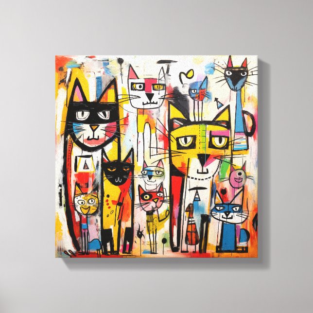 Toile Coloré Abstrait Chat nouvelle Art (Recto)