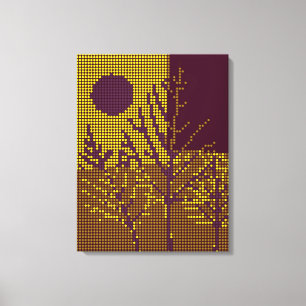 Toile colorée Disco Arbre et Lune