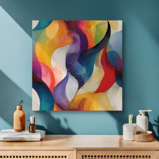 Toile Colorful Abstract Rainbow Swirls