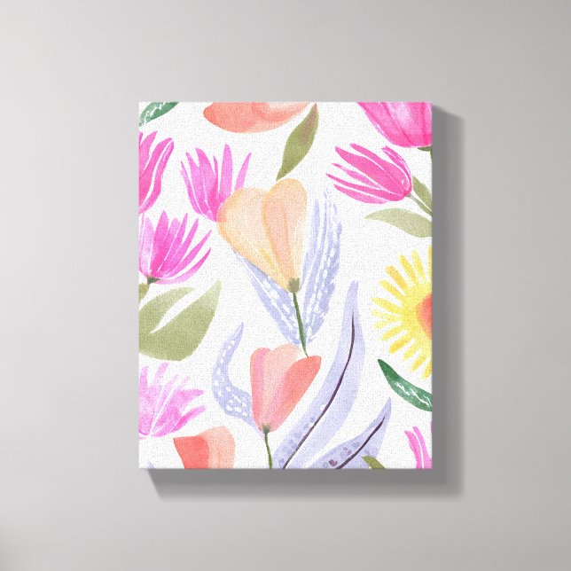 Toile Colorful Watercolor Wildflowers | Hand Painted (Recto)