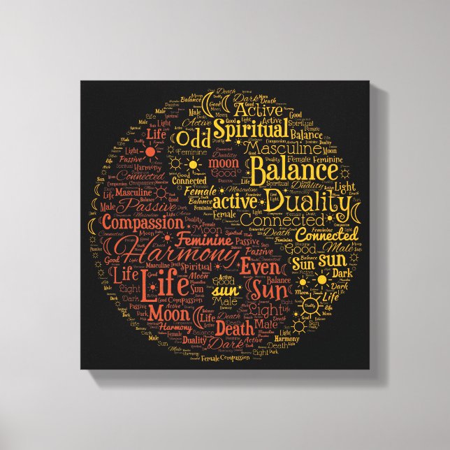 Toile Colorful Yin Yang Mot spirituel Art (Recto)