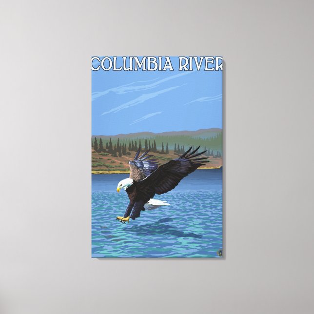 Toile Columbia River, Washington Eagle Diving (Recto)