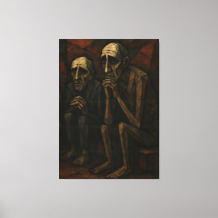 Toile Compagnons silencieux"   Cubiste & Expressionniste