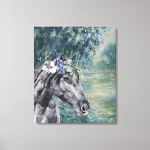 Toile Compilation Monet Morning Seine et Black Horse