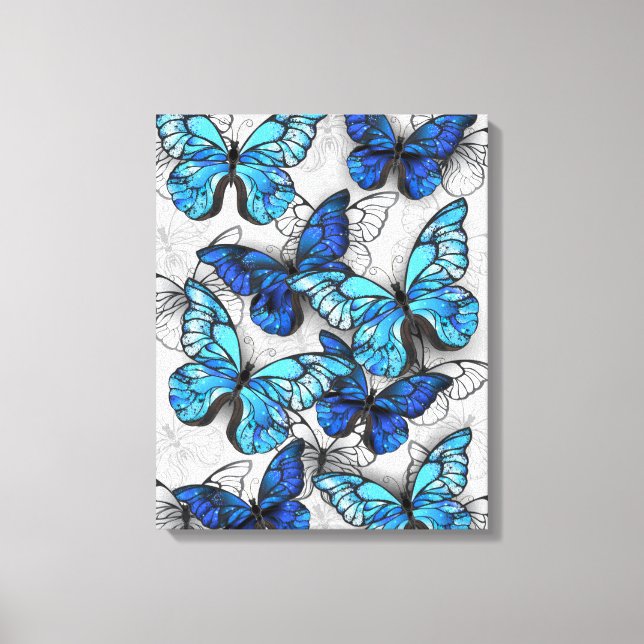 Toile Composition des White and Blue Butterflies (Recto)