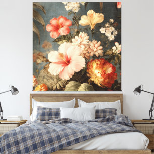 Toile Composition florale vintage vibrante