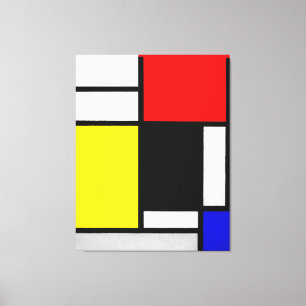 TOILE COMPOSITION MONDRIENNE AVEC ROUGE, JAUNE, NOIR 192