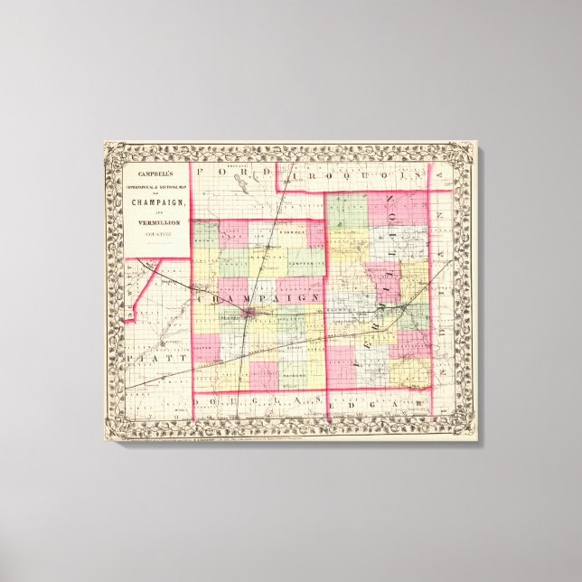 Toile Comtés de Champaign, Vermillion (Recto)