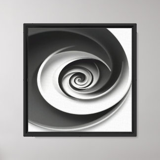Toile Conception Abstraite Élégante en Spirale Noir et B