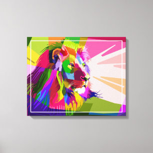 Toile Conception d'art pop prismatique coloré de lion