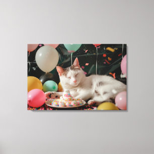 Toile Conception de célébration d'anniversaire de chat a