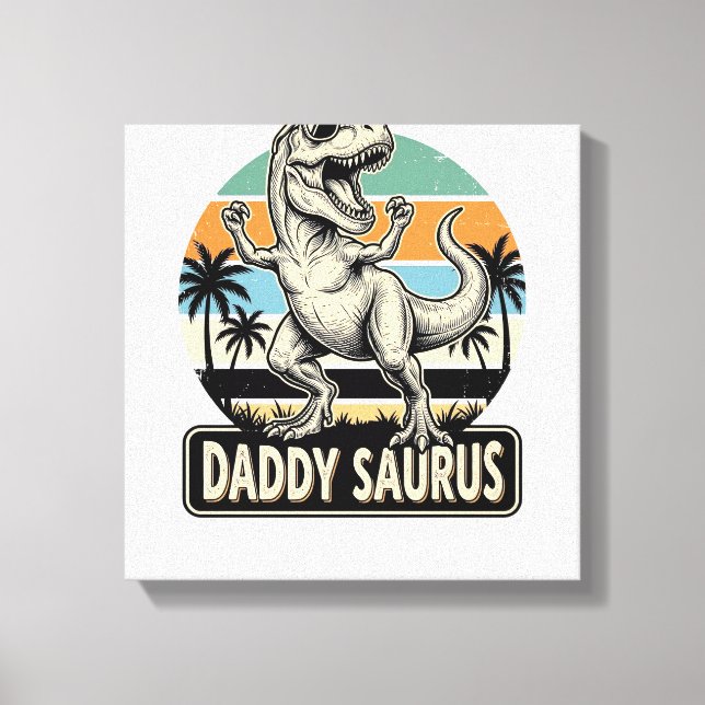 Toile Conception de chemise de dinosaure rétro Daddy Sau (Recto)