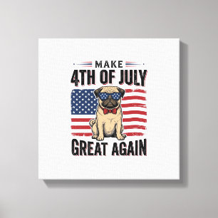 Toile Conception de chemise vintage patriotique Pug du 4