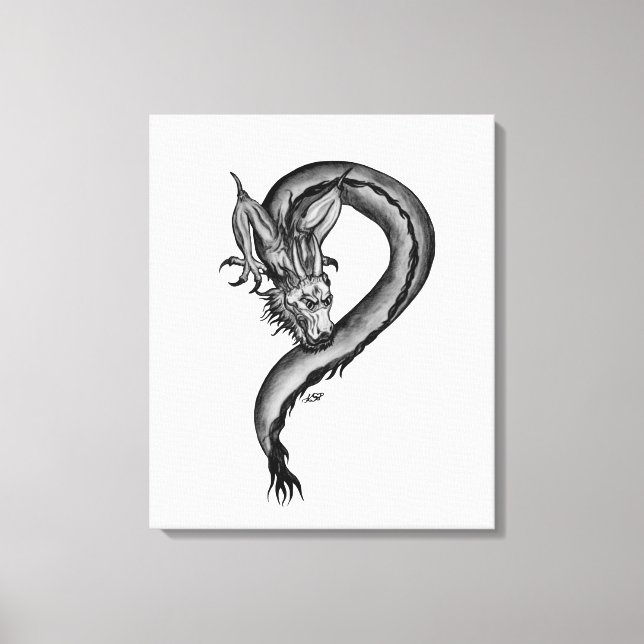 Toile Conception de dragon noir et blanc (Recto)