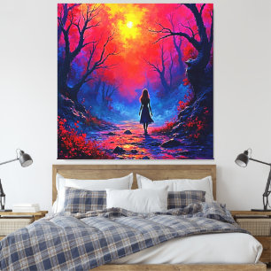 Toile Conception de la solitude de la fille de la forêt