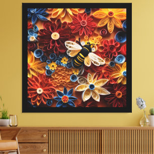 Toile Conception de quilling en papier Abeille entourée
