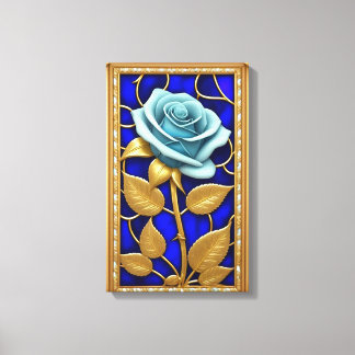 Toile Conception de Rose Bleue en Verre Coloré