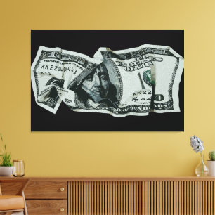 Toile Conception moderne d'un billet de 100 $ froissé