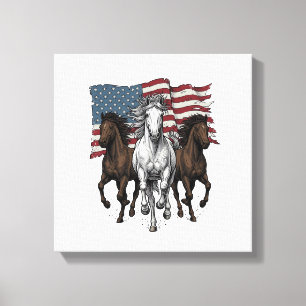 Toile Conception vectorielle de chevaux courant patrioti